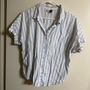 Universal thread light blue striped button down casual